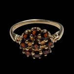 14K Yellow Gold and Garnet Cluster Ring 8 1/2