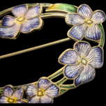 Antique Art Nouveau Guilloché Sterling Silver & Enamel Brooch Floral Theme