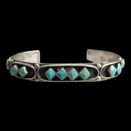 Navajo Old Pawn Silver Turquoise Cuff Bracelet