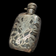 Sterling Silver 19th Century Glass Flask Engraved Overlay Medicinal Decanter