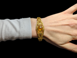 Vintage / Edwardian Gold Plated & Glass Filigree Floral Hinge Bracelet