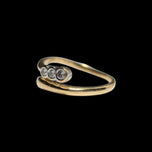 18K Yellow Gold Three Diamond Bypass Ring - Tiffany Snake Ring Inspired Size 4 3/4