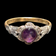 Antique 10K Gold and Platinum Amethyst and Diamond Ring 6.5