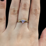 14K Gold Triangle Cut Purple CZ Ring Size 5.5