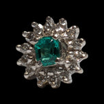 10K White Gold Emerald & Diamond Cluster Screw Back Stud Earrings
