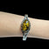 Sterling Silver Split Shank Amber Cuff Bracelet With Floral Motif