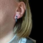 10K White Gold Sapphire & Diamond Bar Stud Earrings
