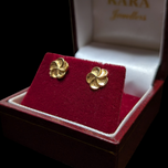 10K Yellow Gold Floral Swirl Stud Earrings