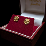 10K Yellow Gold Floral Swirl Stud Earrings