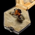 10K Etched Yellow Gold Citrine Ring Size 5 1/4