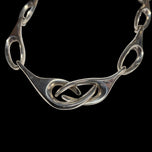 Sterling Silver Abstract Interlinking Chain Panel Necklace Mexico