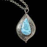 Sterling Silver, 14K & Larimar Olga Sitnik Artist Signed