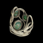 Sterling Silver Three Stone Green Turquoise Statement Ring Size 8 1/2