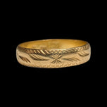 22K Etched Yellow Gold Band 4.1mm Size 5 3/4