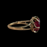 10K Yellow Gold Synthetic Ruby Birks Ring Size 7.5