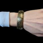 Vintage Gold Filled Wide Etched Floral Hinged Bangle