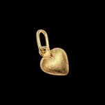 18K Brushed Yellow Gold Heart Charm / Pendant Italy