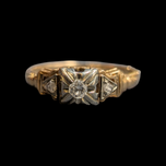 14K Gold Bluebird Diamond Textured Vintage Ring Size 6