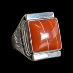 Sterling Silver & Banded Red Agate Ring