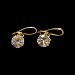 10K Yellow Gold & White Topaz Hinge Earrings