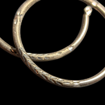 10K White Gold Textured Hoop Earrings