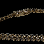 14K Yellow Gold & Diamond "S" Link Tennis Bracelet Safety Clasp