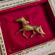9K 9CT Gold .375 Horse Equestrian Brooch Vintage 1960s Bohemian Jewellers London