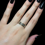14K Yellow Gold and Sterling Silver Celtic Design Band Ring Size 6