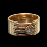 10K Yellow Gold Custom Ring with 0.4 CT Round Brilliant Cut Natural Diamond Size 8