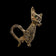 14K Yellow Gold Emerald & Diamond Cat Brooch