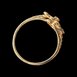 10K Yellow Gold Heart and Key Rope Diamond Ring Size 5 3/4