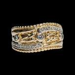 10K Yellow & White Gold Diamond Woven Work Statement Band / Ring Size 6