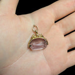 9K Yellow Gold Filigree Amethyst Spinning Watch Fob Pendant