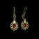 Gilt Silver / Gold Wash / Vermeil Bohemian Garnet Flower Cluster Drop Earrings Hinge Hoop