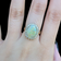 14K & 18K Gold White Opal Mosaic Diamond Halo Ring Squared Shank