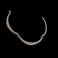 Arched Panel Link Sterling Silver Collar Necklace with Natural Aquamarine