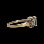 14K Yellow Gold Cushion Cut Smokey Quartz & Diamond Ring Size 8 3/4