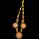 Vintage Brass Chain Link Necklace with Coral Coloured Celluloid Flowers