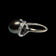 14K White Gold Diamond & Tahitian Black Pearl Ring Size 5 3/4