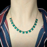 Sterling Silver & Green Czech Glass / Paste Stone Art Deco Rivière Necklace