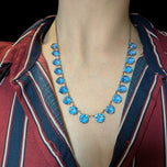 Sterling Silver & Blue Spinel Stone Art Deco Rivière Necklace / Collet