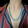 Sterling Silver & Blue Spinel Stone Art Deco Rivière Necklace / Collet