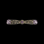 Edwardian / Deco Sterling Silver Filigree Bar Brooch with Marcasite & Amethyst