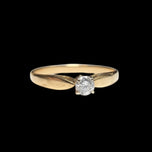 14K Yellow Gold 0.18 CT Diamond Solitaire Ring Size 9 1/2