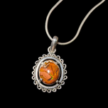 Sterling Silver & Fire Opal Necklace / Pendant