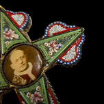 Large Antique Italian Micro Mosaic Cross Pendant - Pope Photo