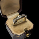 14K Yellow & White Gold Ribbed Diamond Row Band Size 6 3/4