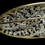 Sterling Silver Vermeil Filigree Gold-Tone Leaf Work Brooch