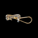 14K Yellow and White Gold Omega Back Twist Earrings with Diamonds