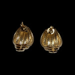 10K Yellow Gold Braided / Ribbed Domed Stud Pierced Earrings